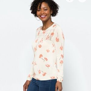 Daniel Rainn Floral Lace Cream Sweater
